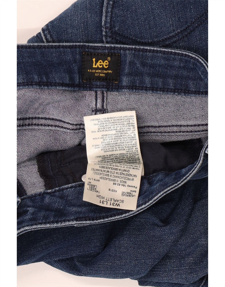 LEE Ženske visoke uske traperice Scarlett W31 L27 plavi pamuk