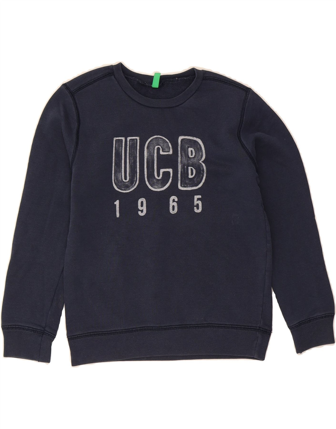 BENETTON Boys Graphic Sweatshirt Jumper 7-8 Years Medium  Navy Blue Cotton Vintage Benetton and Second-Hand Benetton from Messina Hembry 