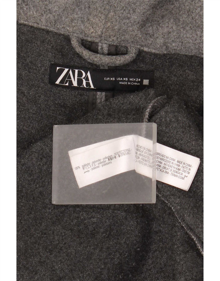 Zara ženski preveliki kaput s kapuljačom UK 6 XS sivi poliester