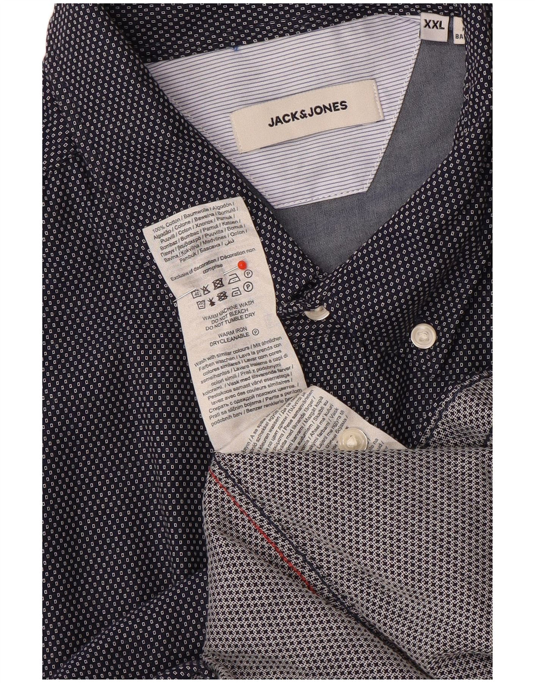 Jack & Jones muška košulja 2XL tamnoplavi geometrijski pamuk