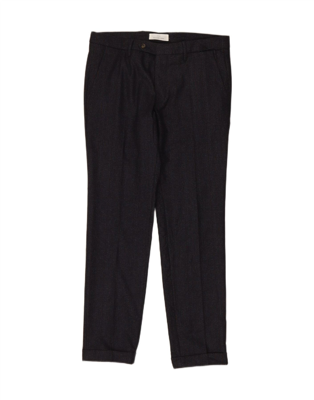 MICHAEL COAL Mens Slim Suit Trousers W36 L31 Navy Blue Check Wool Vintage Michael Coal and Second-Hand Michael Coal from Messina Hembry 