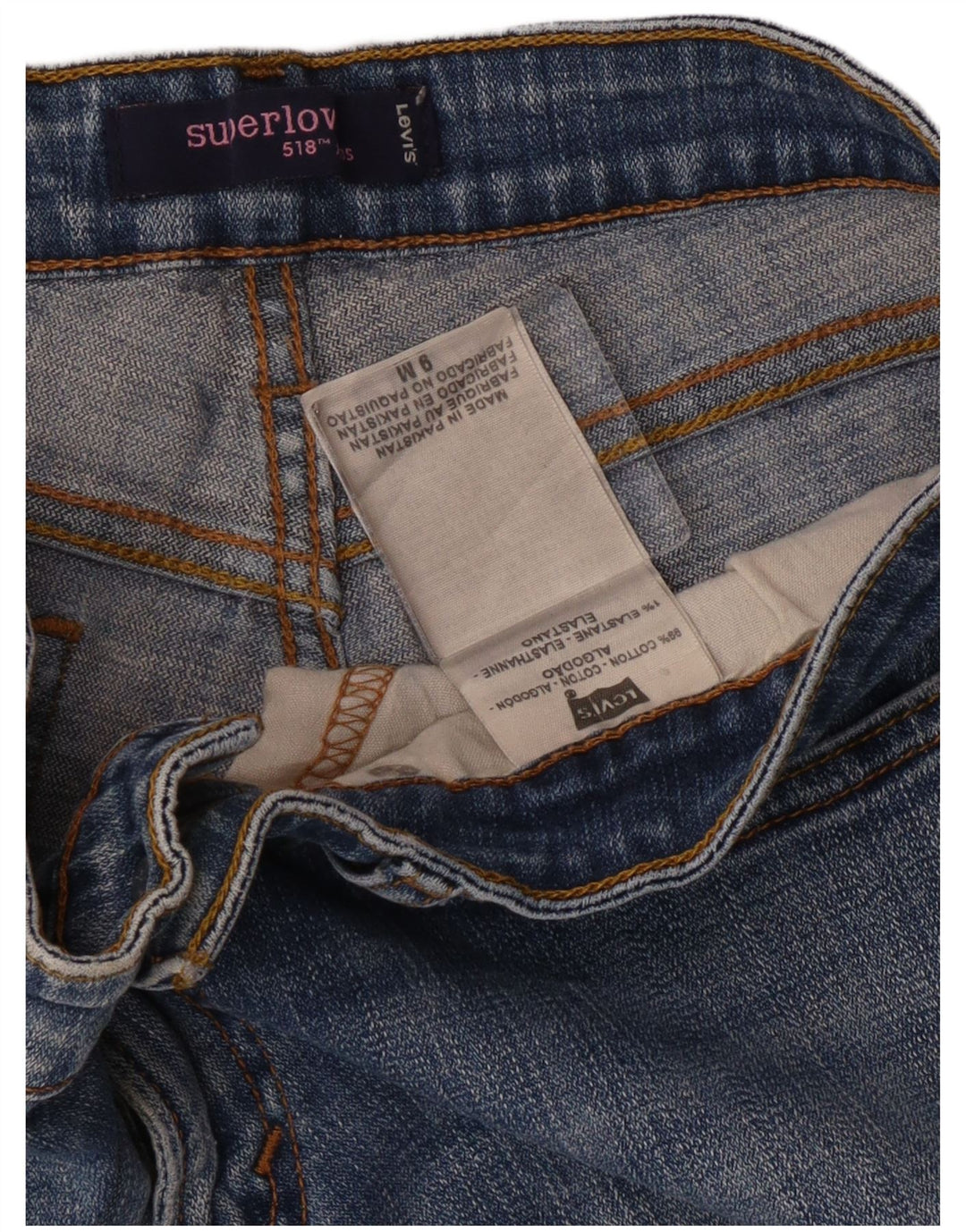 Levi's ženske 518 super niske traperice US 9 srednje W30 L31 plavi pamuk