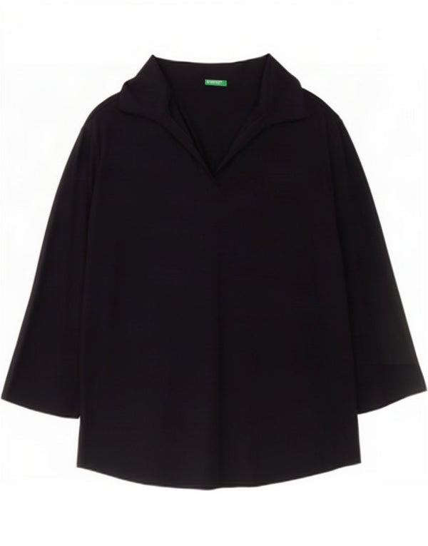 Benetton ženska polo majica 3/4 rukava UK 16 velika tamnoplava viskoza