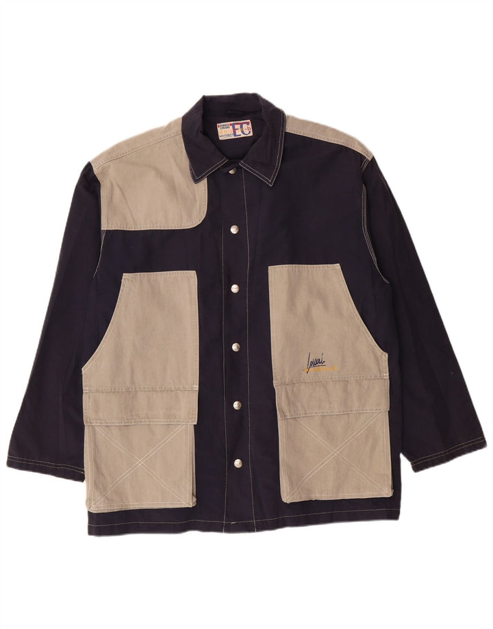 Enrico Coveri Mens Utility Jacket UK 40 Large Navy Blue Colourblock