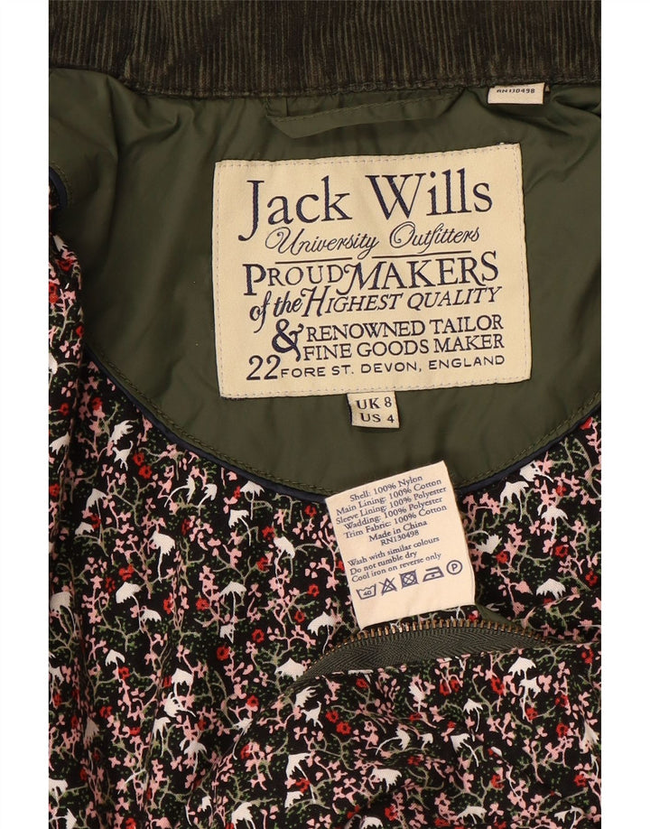 JACK WILLS Ženska prošivena jakna UK 8 Mali kaki najlon
