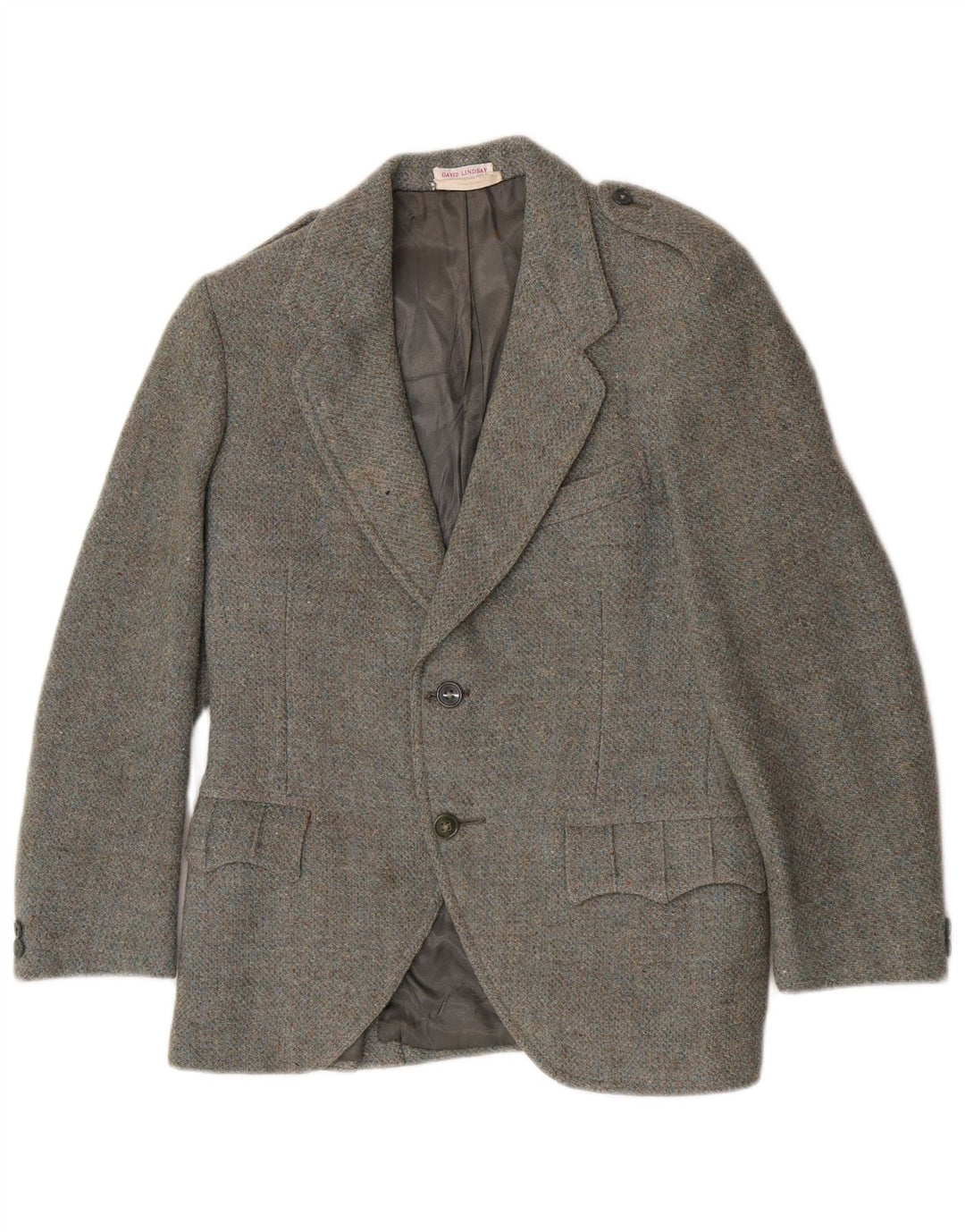 Harris Tweed Ženska vojna jakna sa 2 gumba UK 8 Mala kaki vuna