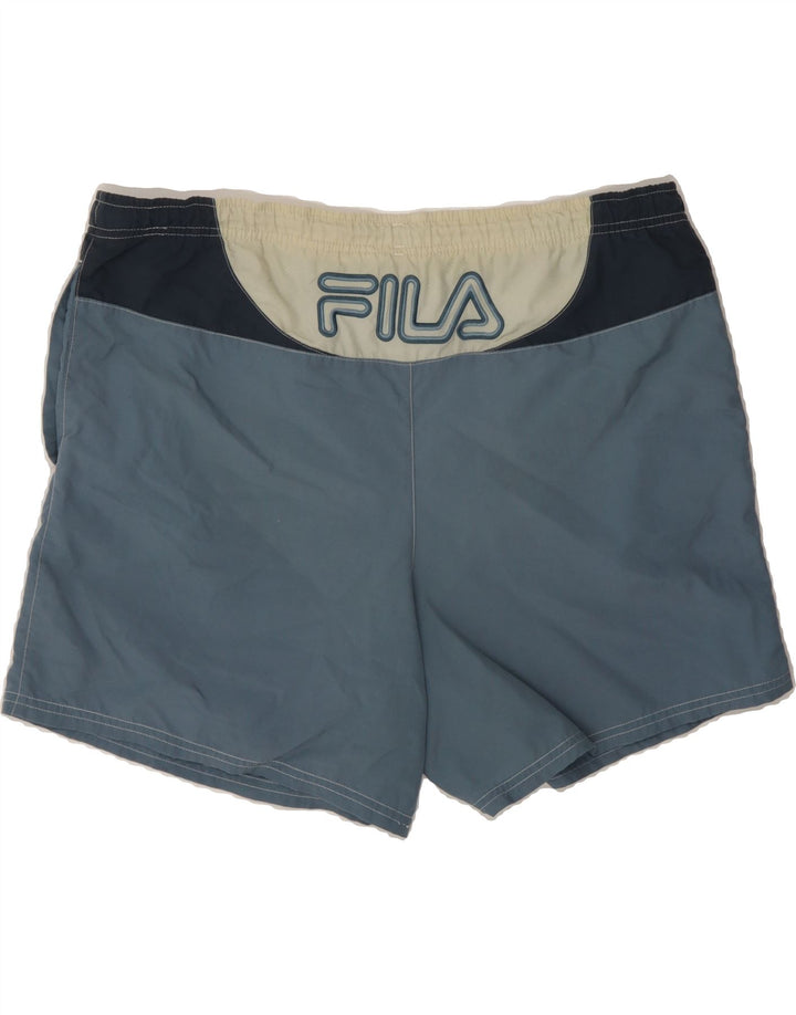 FILA Mens Swimming Shorts IT 52 Large Blue Colourblock Polyamide Vintage Fila and Second-Hand Fila from Messina Hembry 