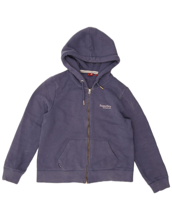 Superdry ženski pulover s kapuljačom s patentnim zatvaračem UK 14 Veliki tamnoplavi pamuk