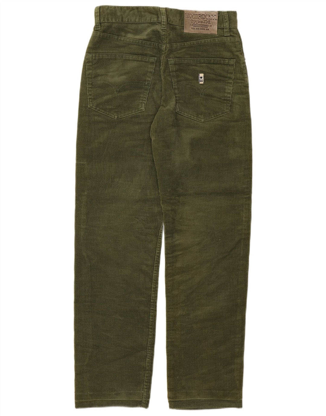 UNIFORMA Ženske ravne hlače od samta W29 L28 Kaki pamuk