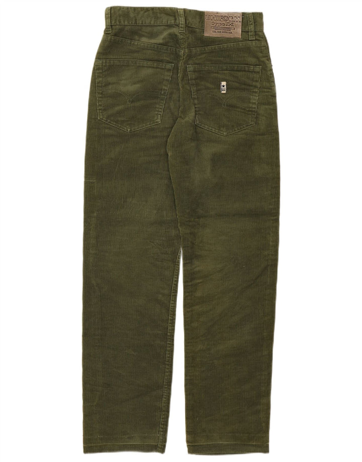 UNIFORMA Ženske ravne hlače od samta W29 L28 Kaki pamuk