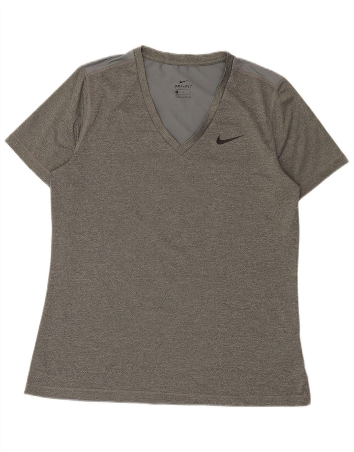 Nike Ženska Dri Fit majica kratkih rukava UK 14 veliki sivi poliester