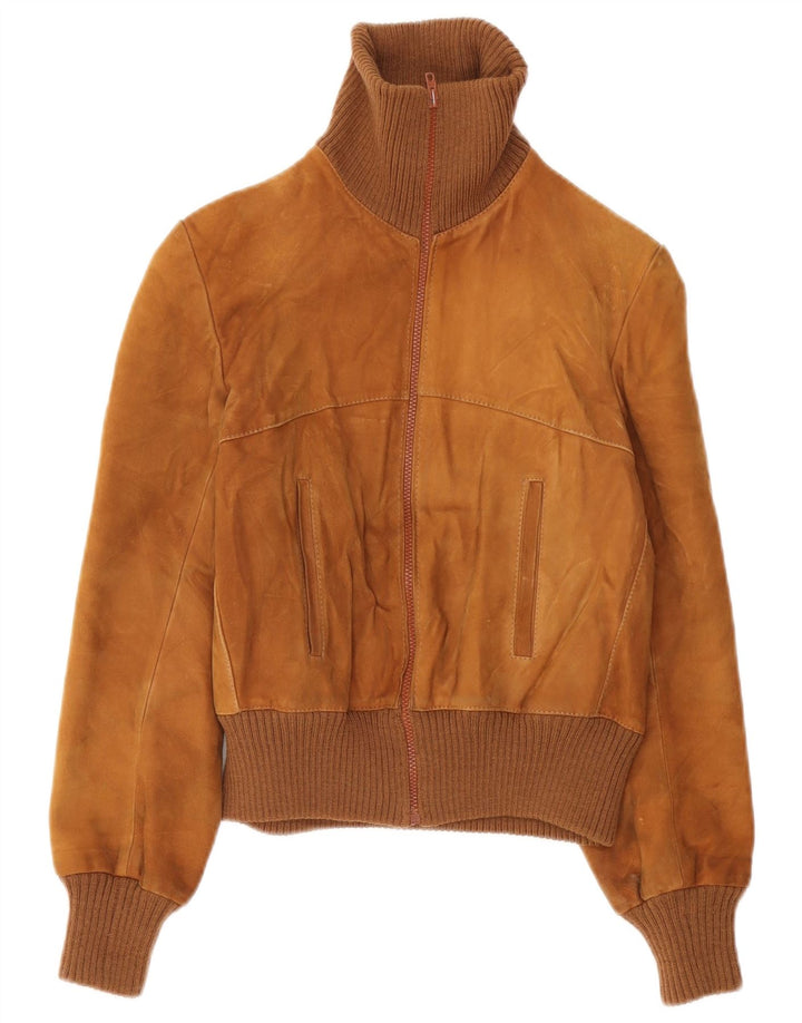 Vintage ženska bomber jakna od brušene kože UK 10 Mala smeđa