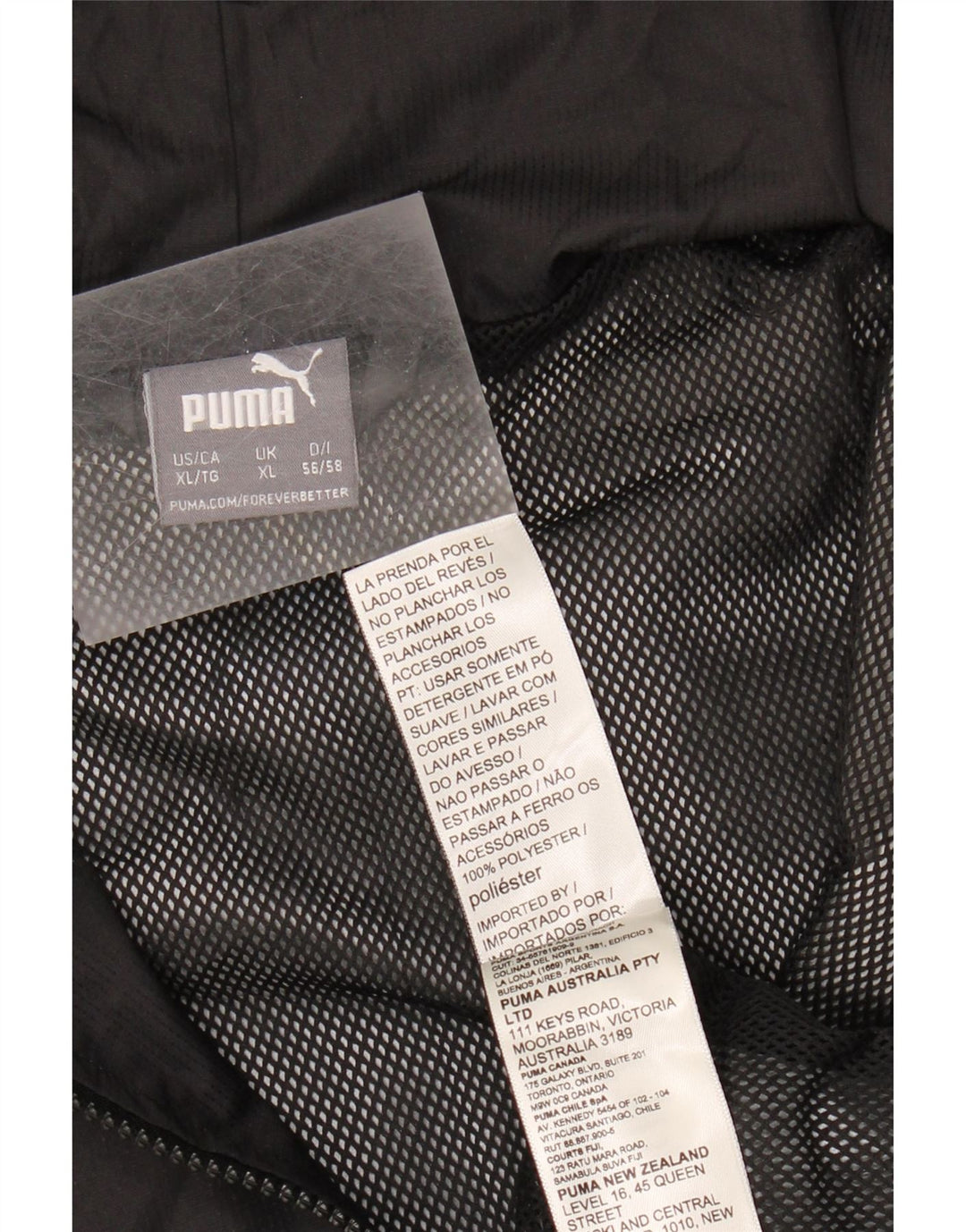 PUMA Mens Graphic Hooded Rain Jacket UK 42 XL Black Polyester