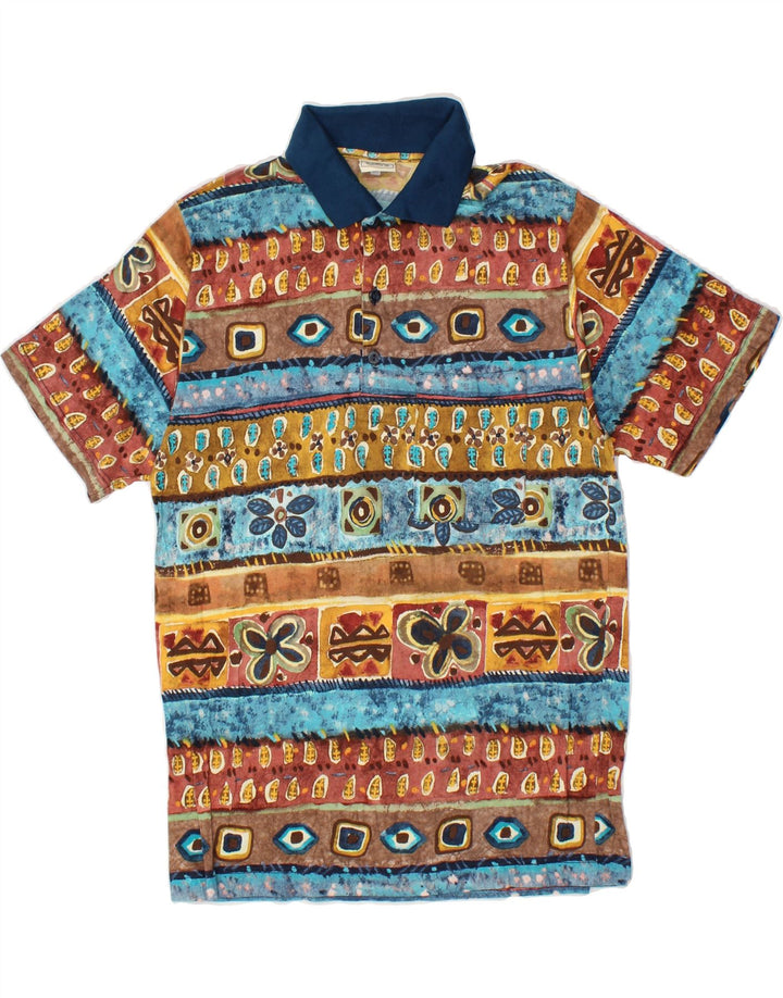 VINTAGE Mens Polo Shirt Small Multicoloured Fair Isle Polyester Vintage Vintage and Second-Hand Vintage from Messina Hembry 