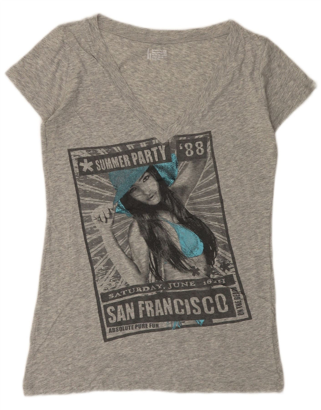 BENETTON Ženska majica kratkih rukava s grafičkim motivima UK 12 srednje siva s pjegama