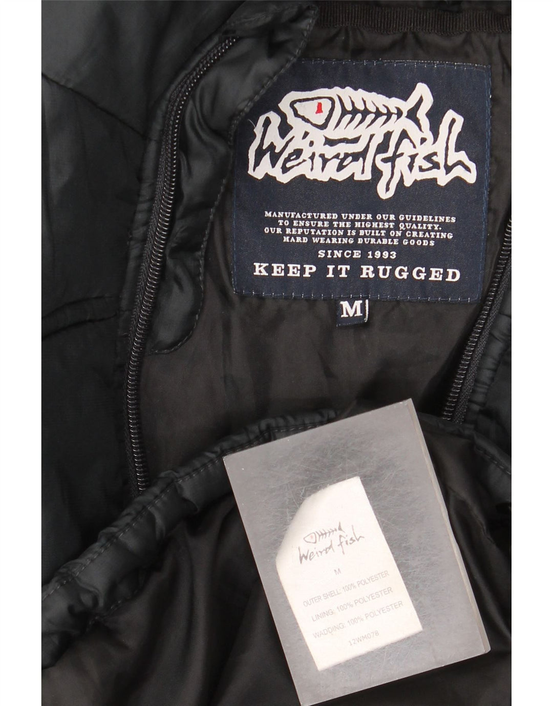 Weird Fish muška podstavljena jakna s kapuljačom UK 38 srednji crni poliester
