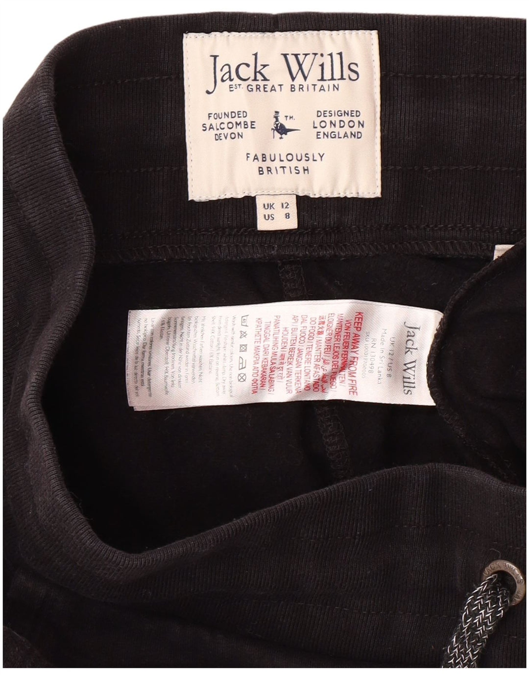 JACK WILLS Ženske trenirke s grafičkim motivima Joggers UK 12 srednje crne