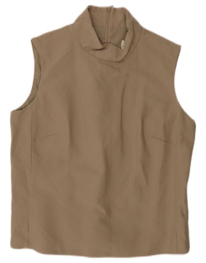 Max Mara ženski gornji dio bluze bez rukava UK 10 Small Beige Cotton
