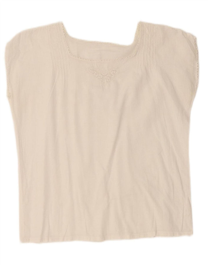 VINTAGE Womens Sleeveless Blouse Top UK 10 Small White