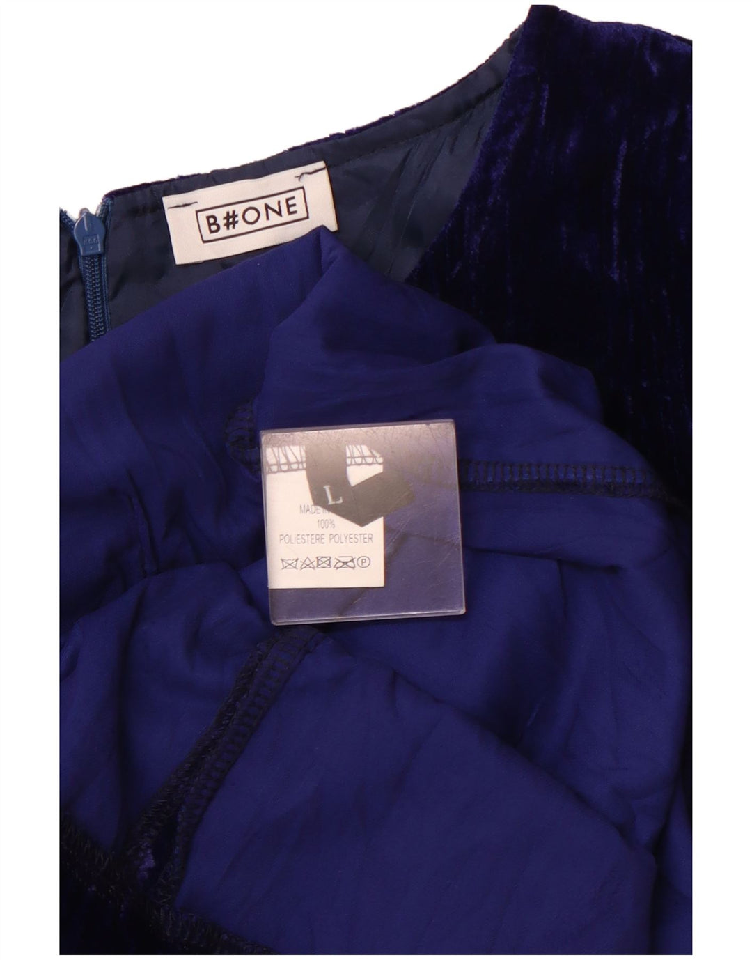 B.ONE ženska plava haljina od velura dugih rukava UK 14 velika plava poliester