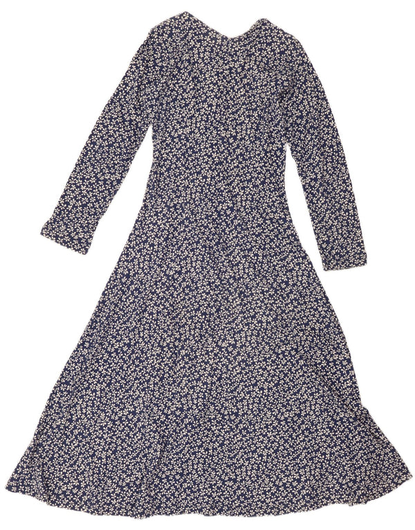 Michele Boyard, ženska maksi haljina dugih rukava UK 14, velika tamnoplava cvjetna