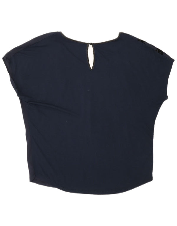 Desigual gornji dio ženske grafičke bluze UK 16 Large Navy Blue Geometric