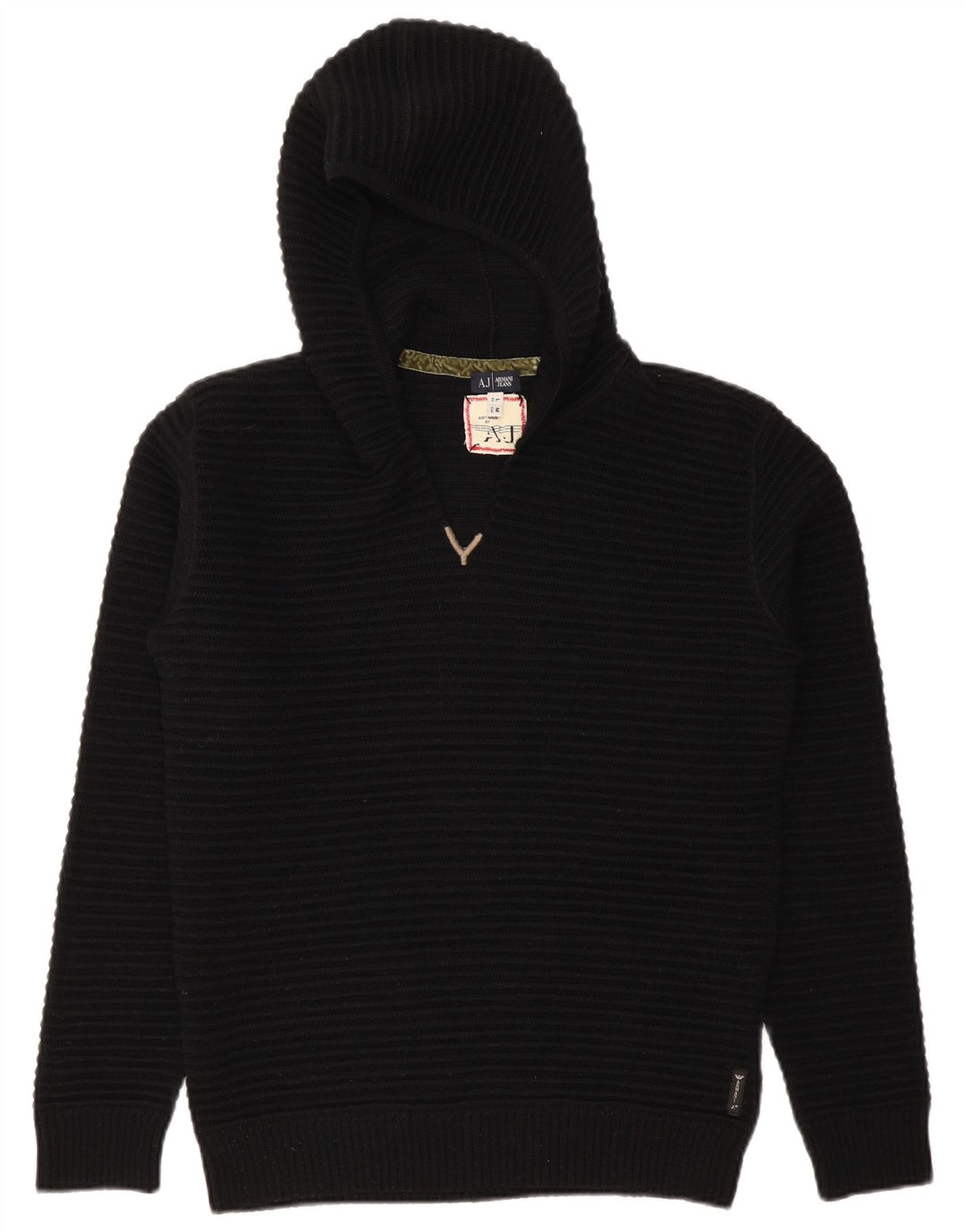 Armani Jeans ženski džemper s kapuljačom UK 14 Srednja crna vuna