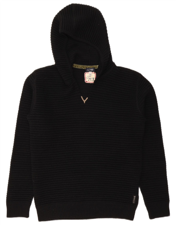 Armani Jeans ženski džemper s kapuljačom UK 14 Srednja crna vuna