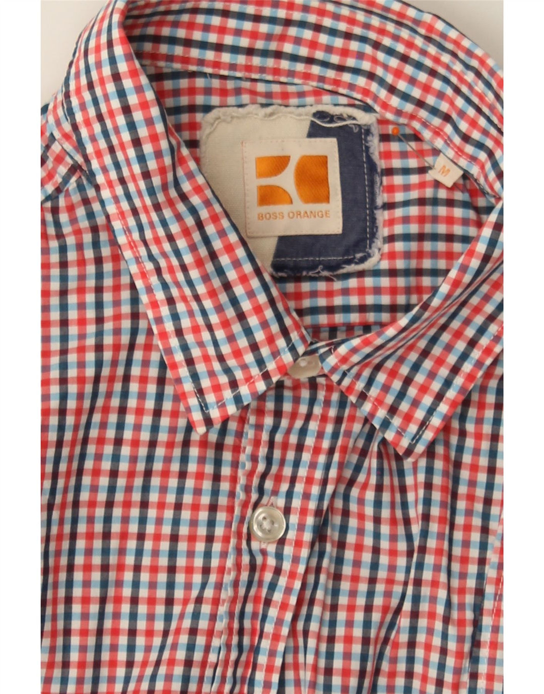HUGO BOSS Mens Shirt Medium Red Check Cotton Vintage Hugo Boss and Second-Hand Hugo Boss from Messina Hembry 