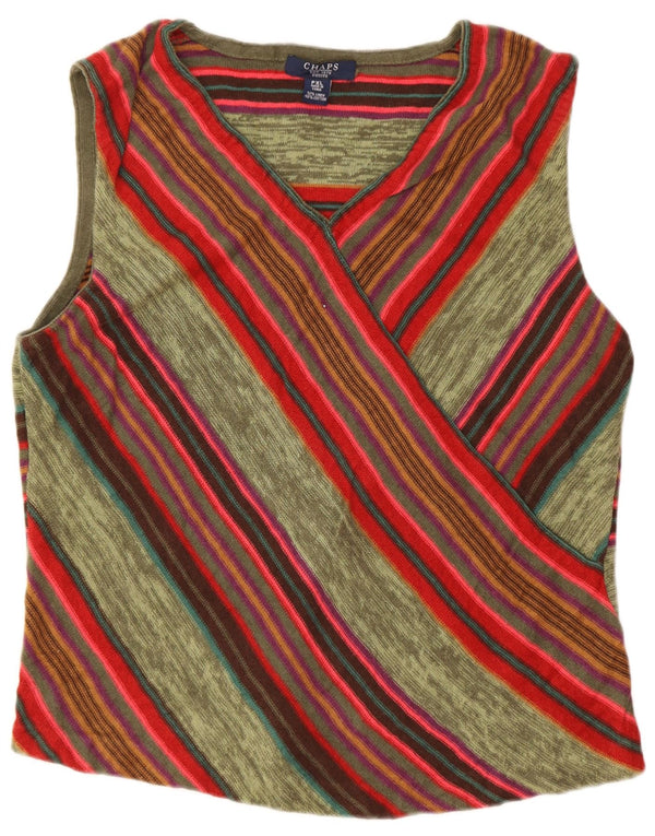 Chaps ženski kratki top bez rukava UK 18 XL zeleno prugasto platno