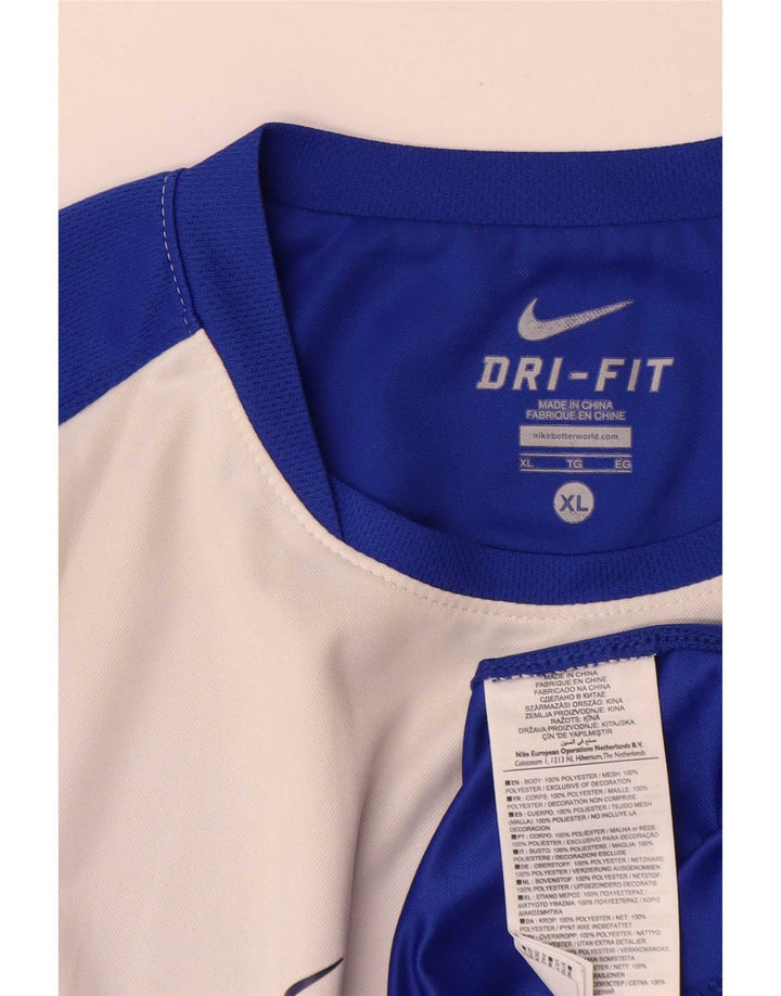 Nike Dri Fit T-Shirt Top XL Blue Colourblock poliester