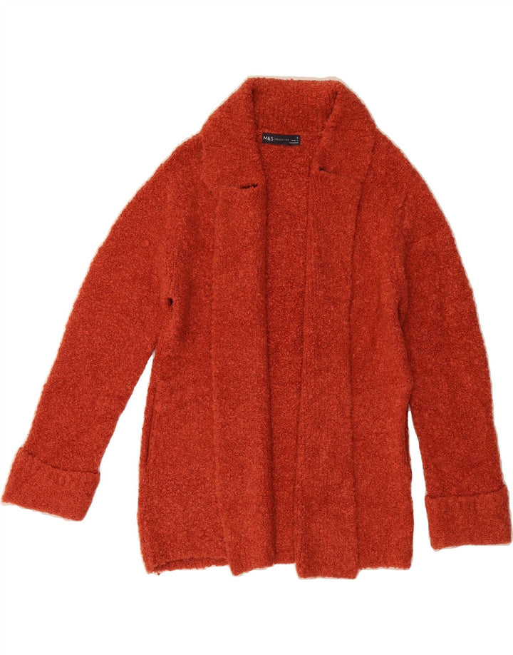 MARKS & SPENCER Womens Open Cardigan Sweater UK 10 Small Maroon Acrylic Vintage Marks & Spencer and Second-Hand Marks & Spencer from Messina Hembry 