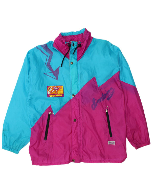 Vintage Mens Graphic Ski Jacket UK 46/48 2XL Blue Colourblock Polyamide