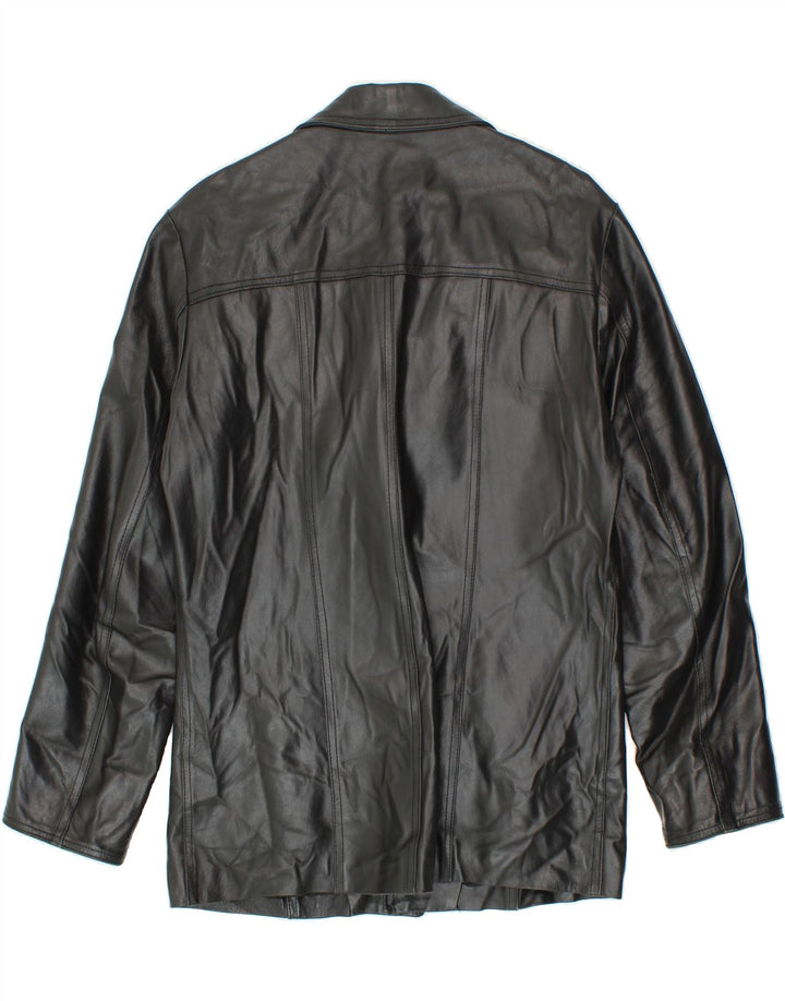 VINTAGE Mens Leather Jacket IT 46 Small Black Leather Vintage Vintage and Second-Hand Vintage from Messina Hembry 