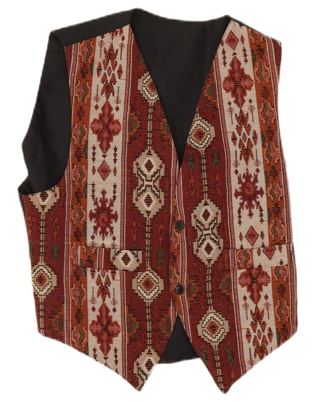 Vintage muški prsluk srednje bordo geometrijske boje