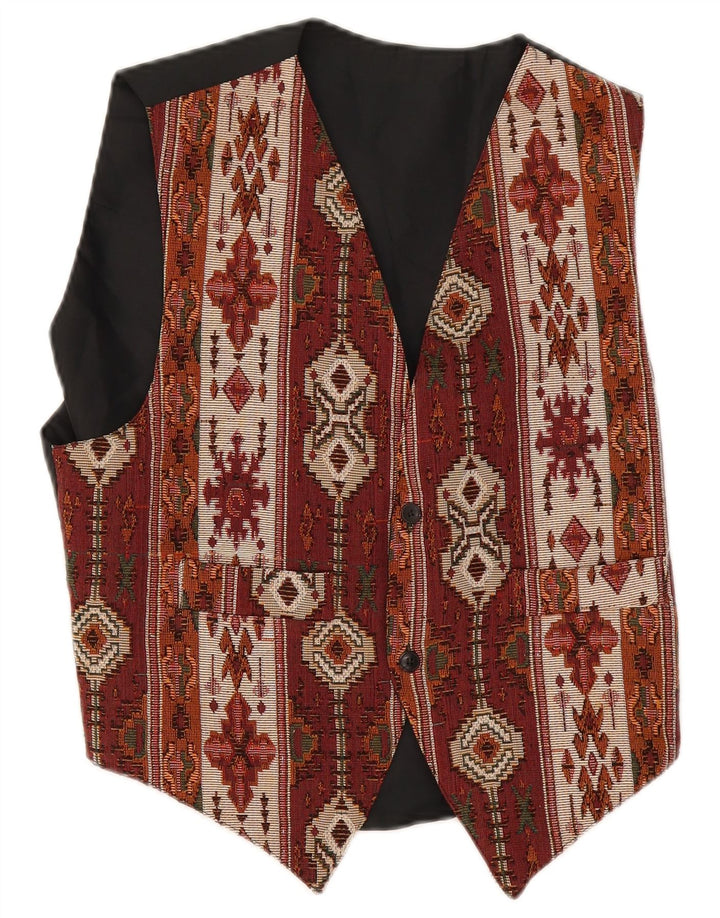 Vintage muški prsluk srednje bordo geometrijske boje