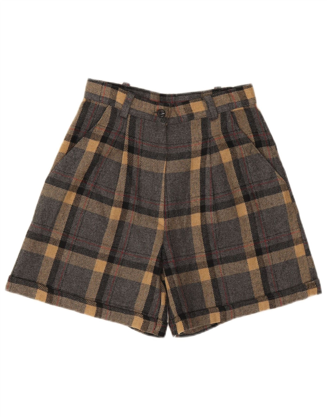 VINTAGE Ženske kratke chino hlače širokih nogavica IT 42 srednje W28 sive karirane