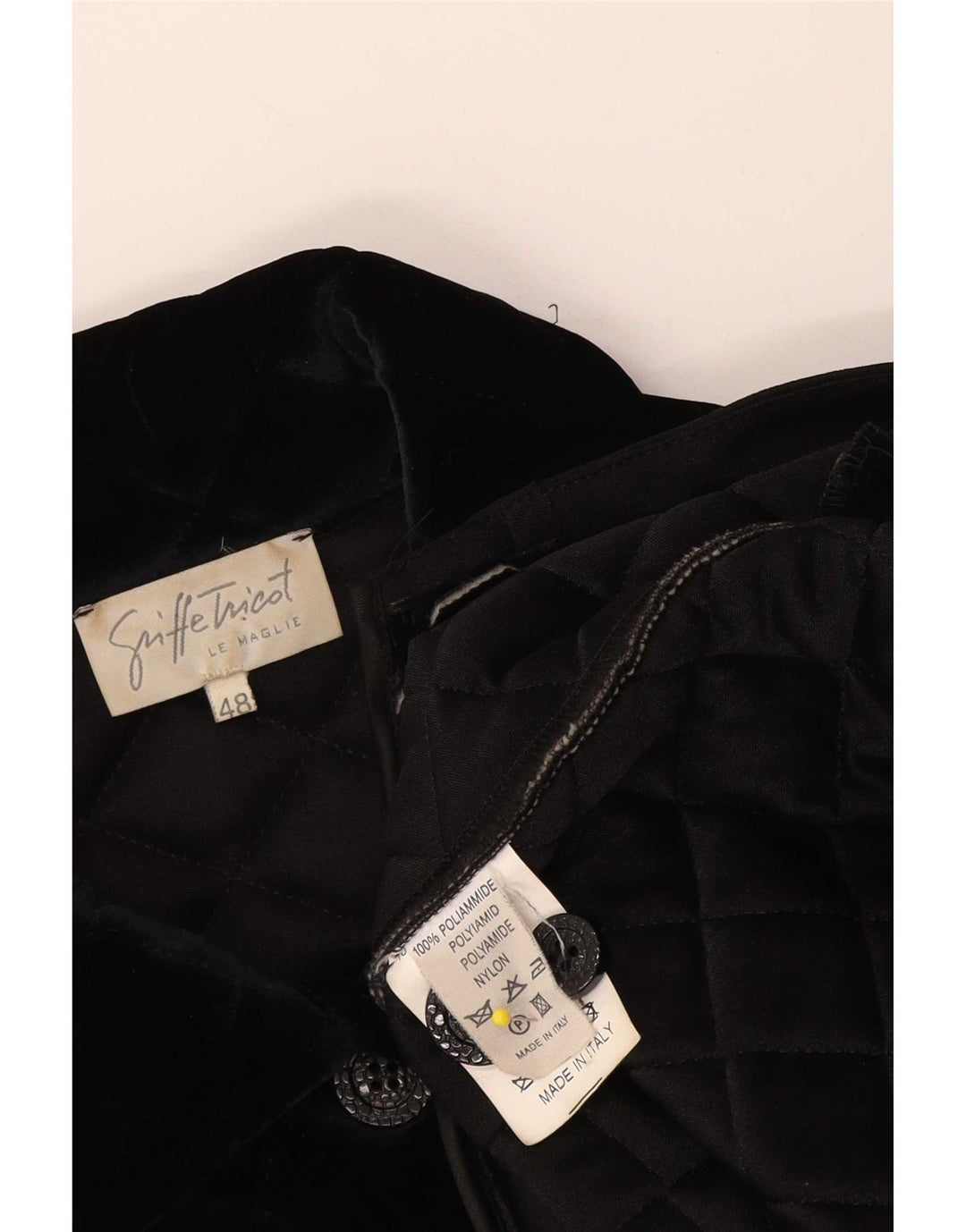 Vintage ženska prošivena jakna od velura IT 48 XL crni poliamid