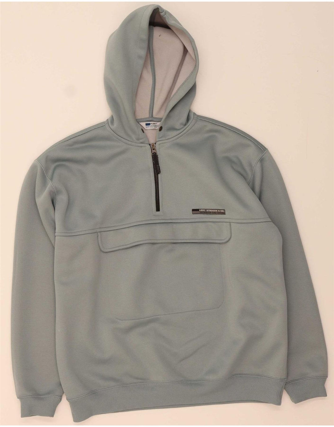 LEVI'S Mens Zip Neck Hoodie Jumper Medium Grey Polyester