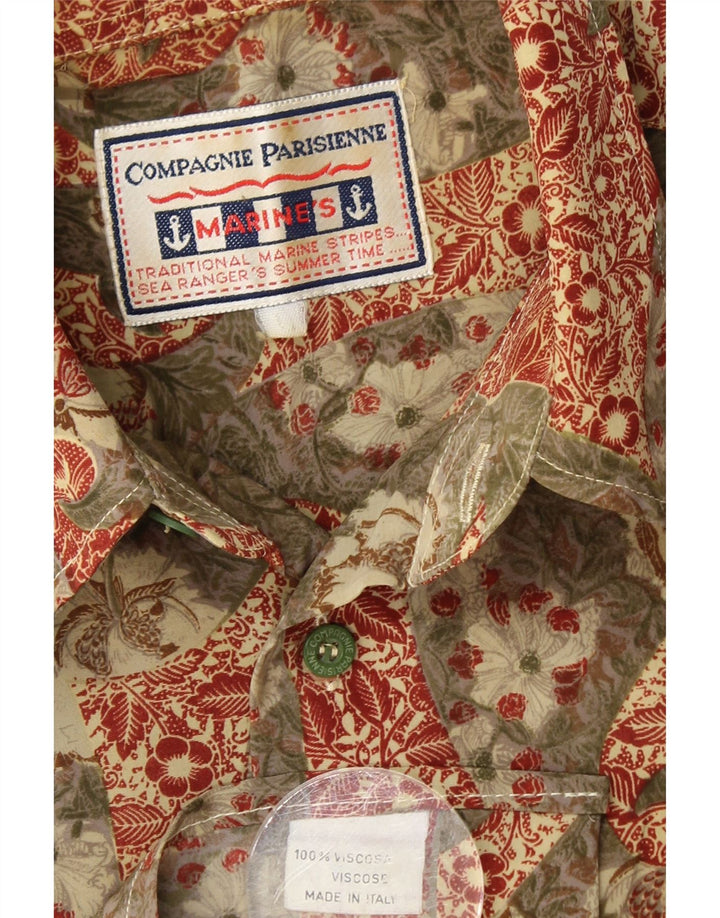 COMPAGNIE Muška košulja kratkih rukava, velika kaki cvjetna viskoza