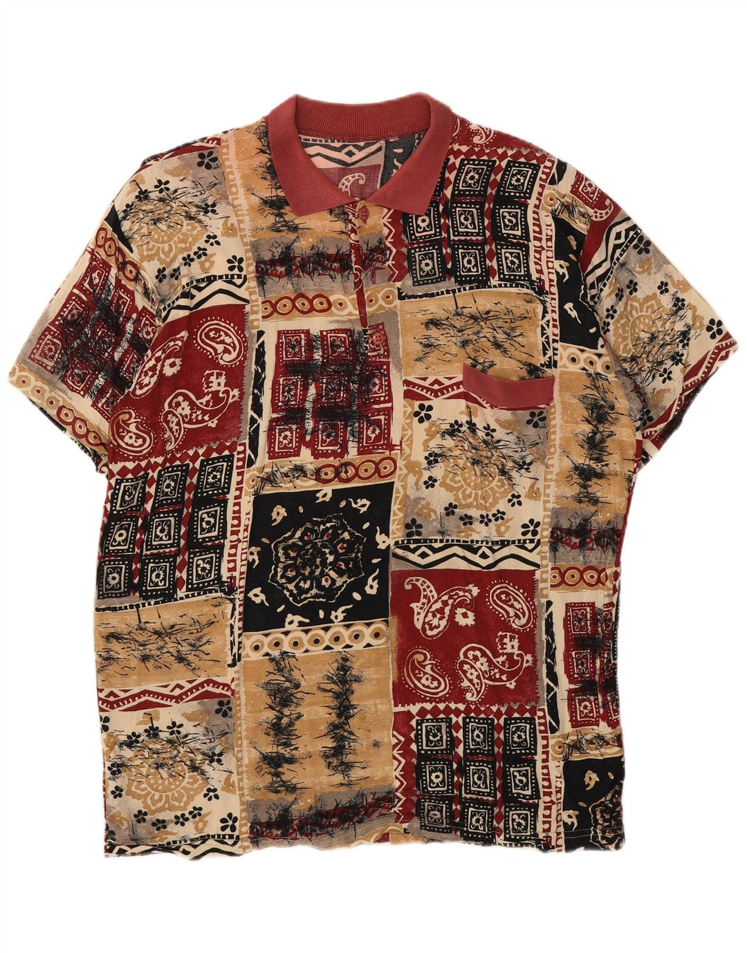 Vintage muška polo majica Veliki raznobojni patchwork