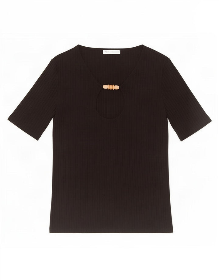 Zara ženska bluza Top UK 10 Mala crna viskoza