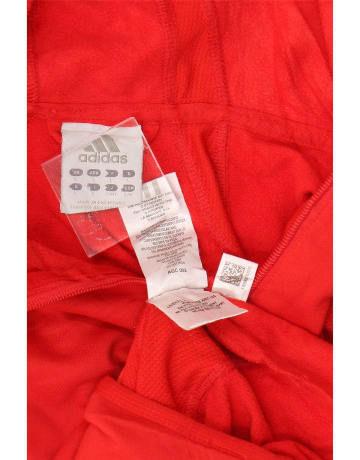 Adidas ženski pulover s kapuljačom na patentni zatvarač UK 14 veliki crveni poliester