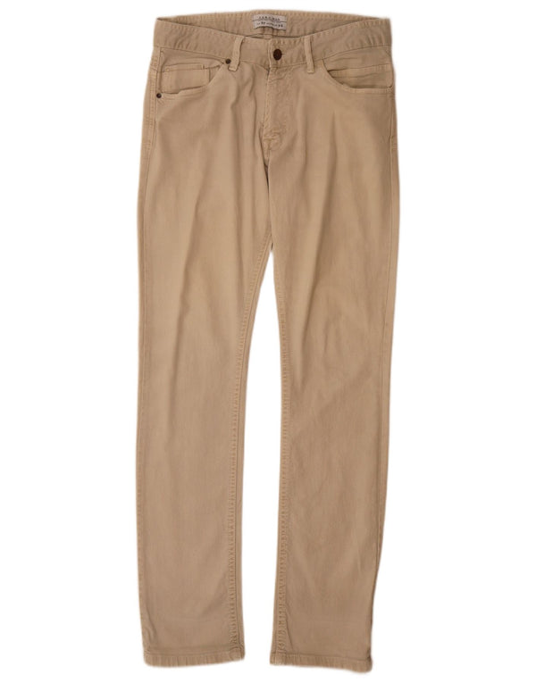 Zara Mens Slim Casual Trousers EU 38 Small W30 L32 Beige Cotton