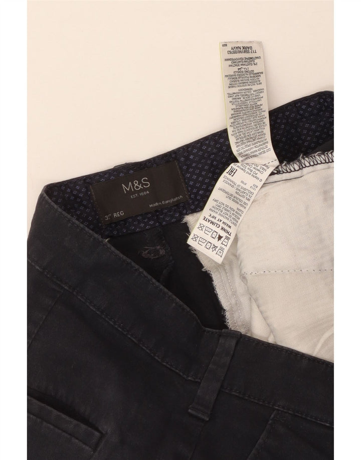 MARKS & SPENCER Muške kratke chino hlače standardnog kroja W32 srednje tamnoplavi pamuk