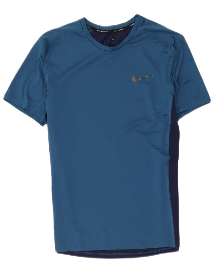 Nike Dri Fit T-Shirt Top Medium Blue Colourblock