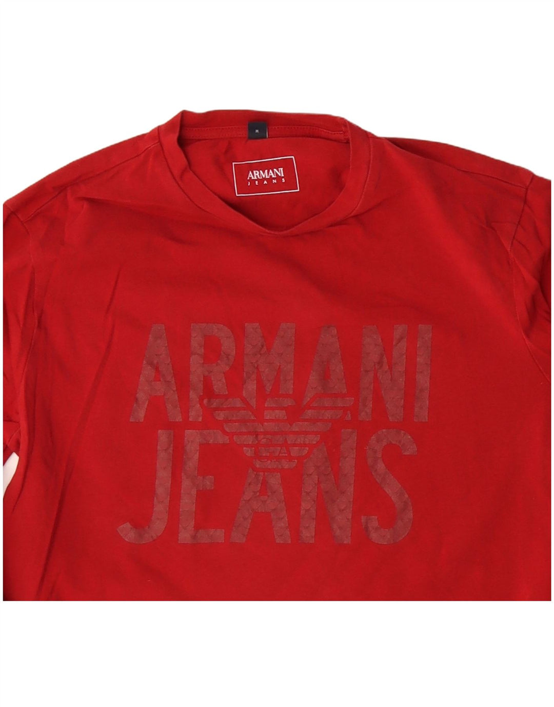 ARMANI JEANS Ženska majica dugih rukava s grafikom UK 12 Srednje crveni pamuk