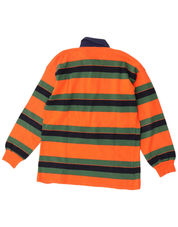 Vintage muška ragbi polo majica dugih rukava mala narančasta na pruge