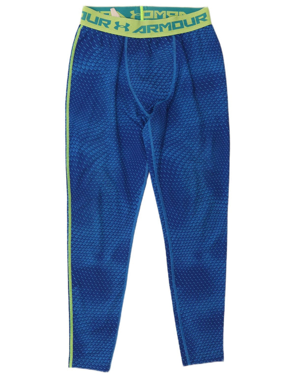 UNDER ARMOUR Ženske Heat Gear Graphic Leggings UK 14 Large Blue Geometric