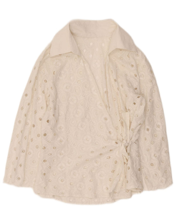 Vintage ženska prozirna košulja bluza UK 14 srednje bijela